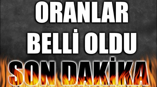 Oranlar belli oldu